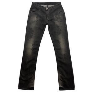 Legatte Jeans Womens 12 Black Charcoal Wash Vintage Floral Straight  Made Italy